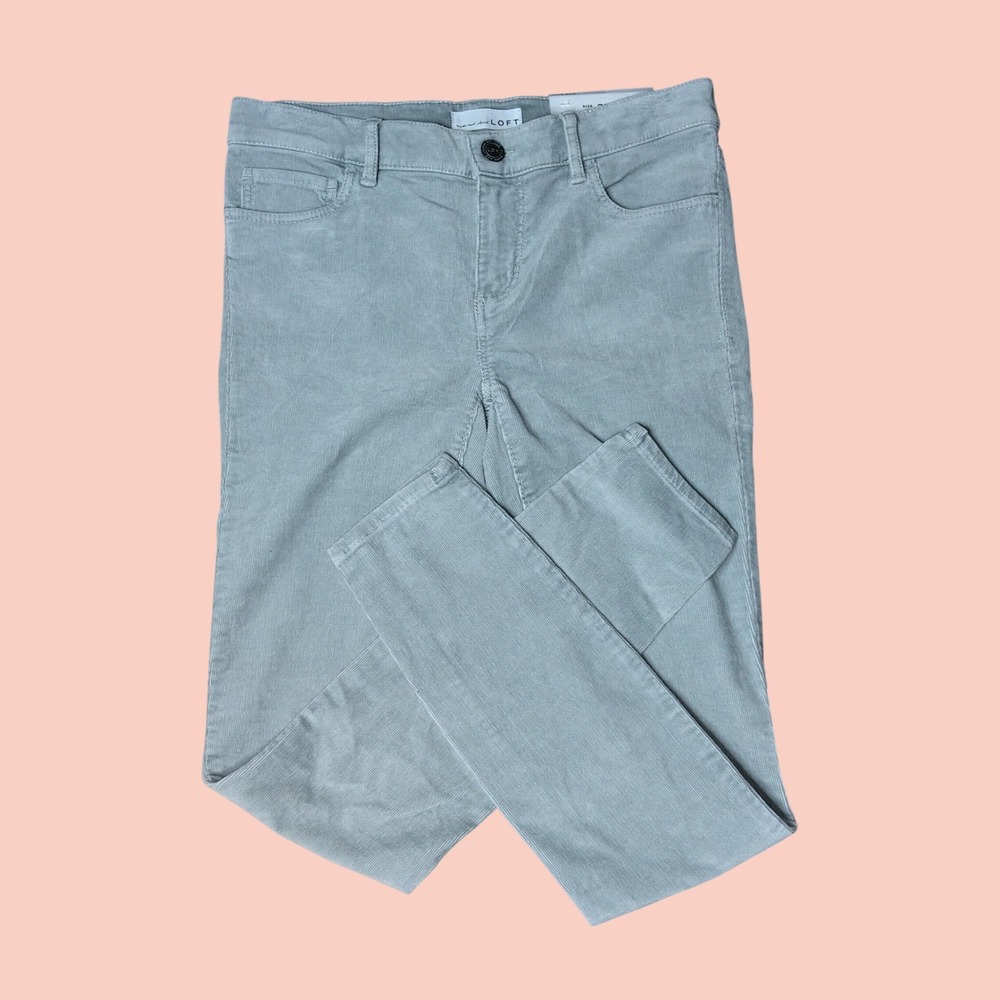 Loft Modern Skinny Corduroy Pants Sage Green Size 25 0 NWT 451167